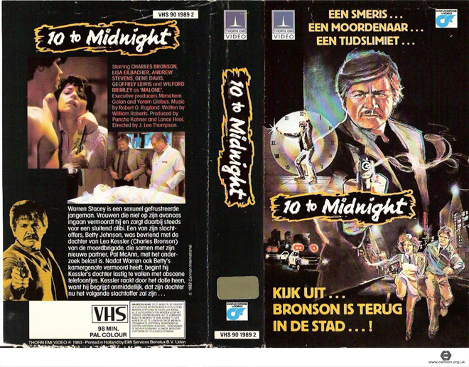 10 TO MIDNIGHT, THRILLER ACTION HORROR SCIFI, ACTION VHS COVER, HORROR VHS COVER, BLAXPLOITATION VHS COVER, HORROR VHS COVER, ACTION EXPLOITATION VHS COVER, SCI-FI VHS COVER, MUSIC VHS COVER, SEX COMEDY VHS COVER, DRAMA VHS COVER, SEXPLOITATION VHS COVER, BIG BOX VHS COVER, CLAMSHELL VHS COVER, VHS COVER, VHS COVERS, DVD COVER, DVD COVERS