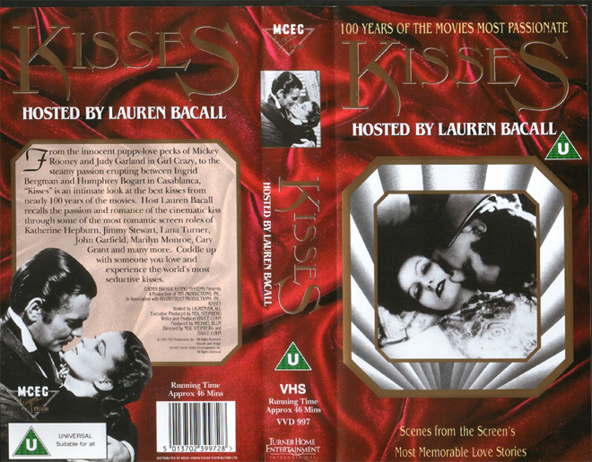 100 YEARS OF THE MOVIES MOST PASSIONATE KISSES HOSTED BY LAUREN BACALL VHS COVER