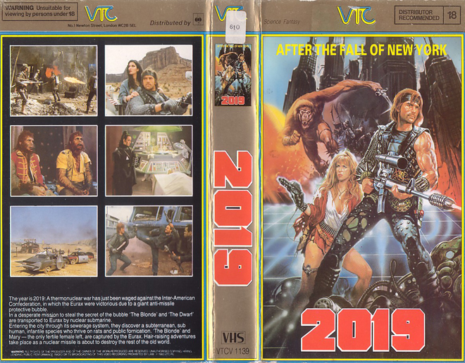 2019 AFTER THE FALL OF NEW YORK, ACTION VHS COVER, HORROR VHS COVER, BLAXPLOITATION VHS COVER, HORROR VHS COVER, ACTION EXPLOITATION VHS COVER, SCI-FI VHS COVER, MUSIC VHS COVER, SEX COMEDY VHS COVER, DRAMA VHS COVER, SEXPLOITATION VHS COVER, BIG BOX VHS COVER, CLAMSHELL VHS COVER, VHS COVER, VHS COVERS, DVD COVER, DVD COVERS