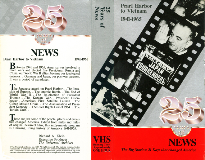 25 YEARS OF NEWS PEARL HARBOR TO VIETNAM, VHS COVERS, VHS COVER