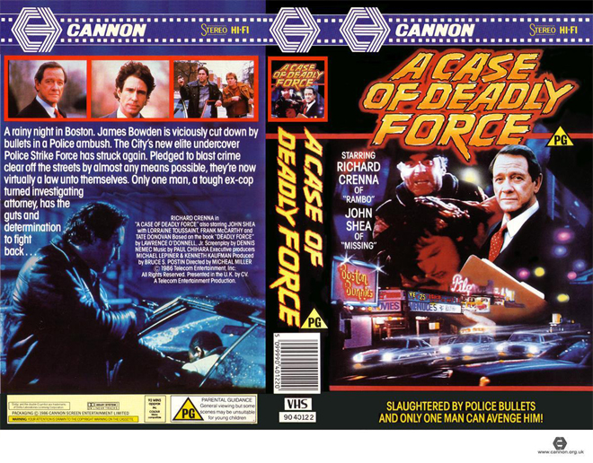 A CASE OF DEADLY FORCE RICHARD CRENNA JOHN SHEA VHS COVER, VHS COVERS