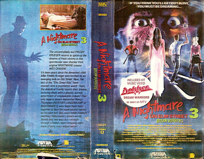 A NIGHTMARE ON ELM STREET 3 THE DREAM WARRIORS INCLUDES HIT MUSIC VIDEO VHS COVER