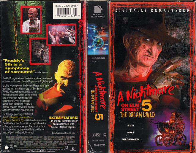 A NIGHTMARE ON ELM STREET 5 : THE DREAM CHILD VHS COVER, VHS COVERS