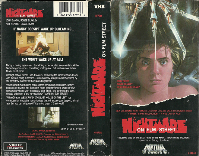 A NIGHTMARE ON ELM STREET VHS COVER