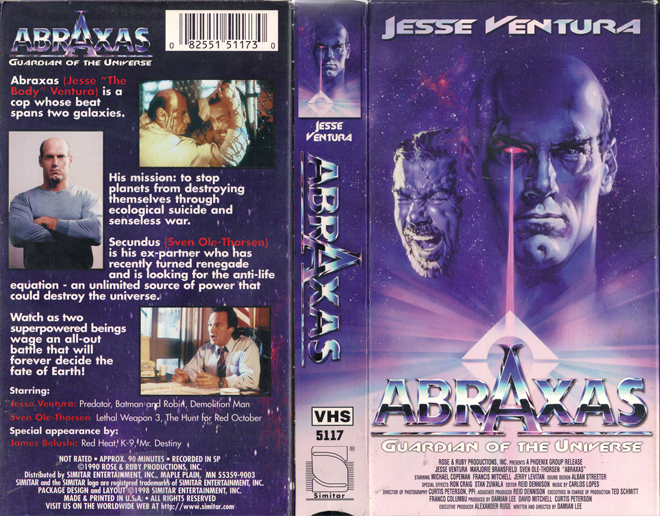 ABRAXAS : GUARDIAN OF THE UNIVERSE JESSE VENTURA VHS COVER