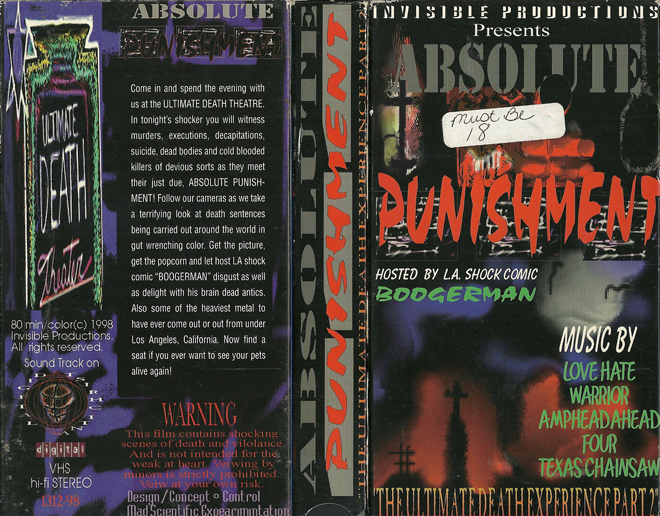 ABSOLUTE PUNISHMENT HOSTED BY LA SHOCK COMIC BOOGERMAN VHS COVER