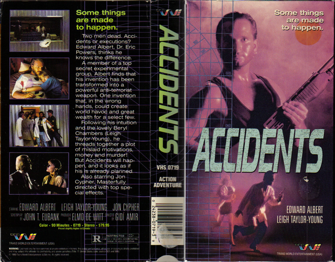 ACCIDENTS, HORROR, ACTION EXPLOITATION, ACTION, HORROR, SCI-FI, MUSIC, THRILLER, SEX COMEDY,  DRAMA, SEXPLOITATION, VHS COVER, VHS COVERS, DVD COVER, DVD COVERS