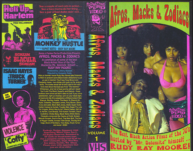 AFROS MACKS AND ZODIACS SOMETHING WEIRD VIDEO VHS COVER