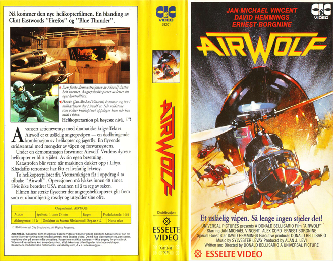 AIR WOLF, HORROR, ACTION EXPLOITATION, ACTION, HORROR, SCI-FI, MUSIC, THRILLER, SEX COMEDY, DRAMA, SEXPLOITATION, BIG BOX, CLAMSHELL, VHS COVER, VHS COVERS, DVD COVER, DVD COVERS
