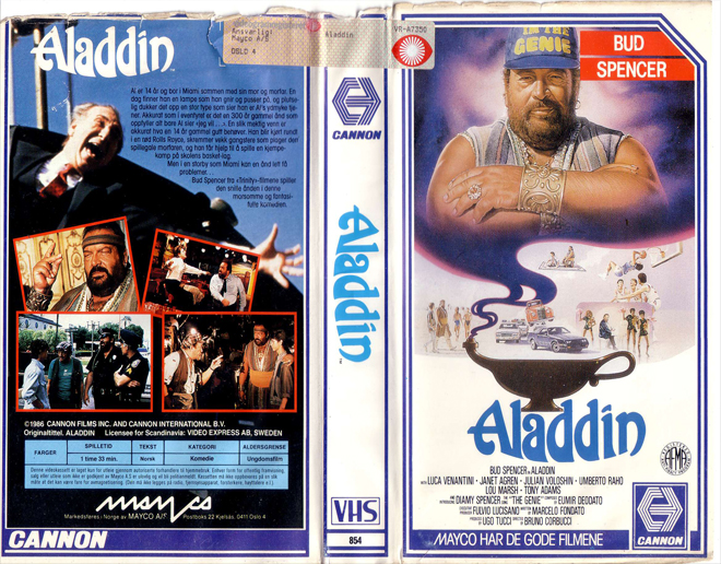 ALADDIN BUD SPENCER, THRILLER ACTION HORROR SCIFI, ACTION VHS COVER, HORROR VHS COVER, BLAXPLOITATION VHS COVER, HORROR VHS COVER, ACTION EXPLOITATION VHS COVER, SCI-FI VHS COVER, MUSIC VHS COVER, SEX COMEDY VHS COVER, DRAMA VHS COVER, SEXPLOITATION VHS COVER, BIG BOX VHS COVER, CLAMSHELL VHS COVER, VHS COVER, VHS COVERS, DVD COVER, DVD COVERS