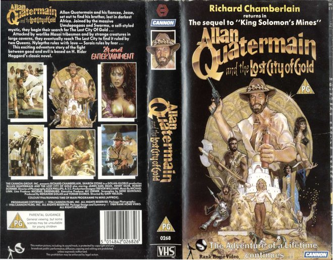 ALLAN QUATERMAIN AND THE LOST CITY OF GOLD VHS COVER