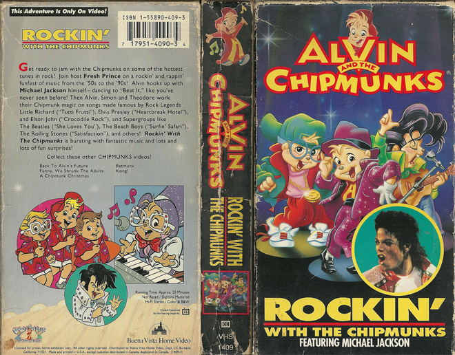 ALVIN AND THE CHIPMUNKS : ROCKIN WITH THE CHIPMUNKS FEATURING MICHAEL JACKSON VHS COVER