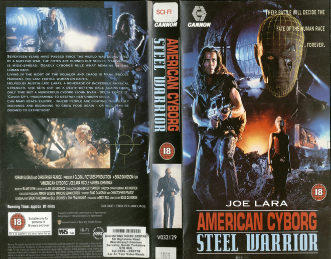 AMERICAN CYBORG STEEL WARRIOR JOE LARA VHS COVER