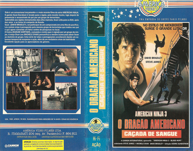 AMERICAN NINJA 3, BRAZIL VHS, BRAZILIAN VHS, ACTION VHS COVER, HORROR VHS COVER, BLAXPLOITATION VHS COVER, HORROR VHS COVER, ACTION EXPLOITATION VHS COVER, SCI-FI VHS COVER, MUSIC VHS COVER, SEX COMEDY VHS COVER, DRAMA VHS COVER, SEXPLOITATION VHS COVER, BIG BOX VHS COVER, CLAMSHELL VHS COVER, VHS COVER, VHS COVERS, DVD COVER, DVD COVERS
