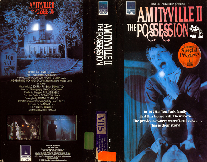 AMITYVILLE 2 : THE POSSESSION VHS COVER, VHS COVERS