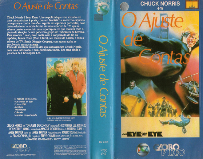 AN EYE FOR AN EYE, BRAZIL VHS, BRAZILIAN VHS, ACTION VHS COVER, HORROR VHS COVER, BLAXPLOITATION VHS COVER, HORROR VHS COVER, ACTION EXPLOITATION VHS COVER, SCI-FI VHS COVER, MUSIC VHS COVER, SEX COMEDY VHS COVER, DRAMA VHS COVER, SEXPLOITATION VHS COVER, BIG BOX VHS COVER, CLAMSHELL VHS COVER, VHS COVER, VHS COVERS, DVD COVER, DVD COVERS
