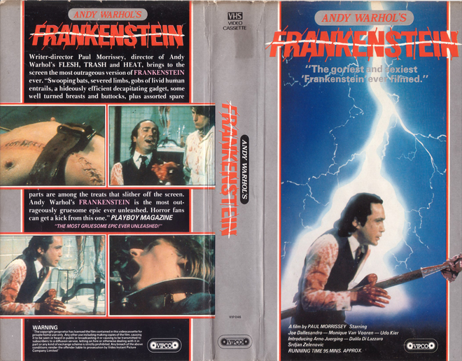 ANDY WARHOLS FRANKENSTEIN VIPCO VHS COVER