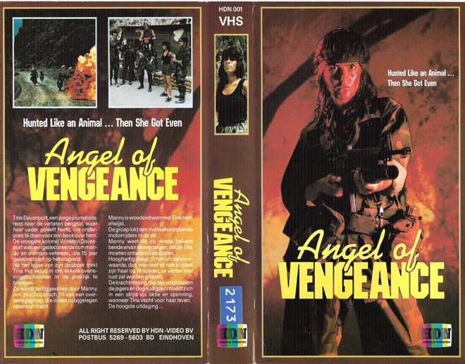 ANGEL OF VENGEANCE, ACTION EXPLOITATION, ACTION, HORROR, SCI-FI, THRILLER, SEX COMEDY,  DRAMA, SEXPLOITATION, VHS COVER, VHS COVERS, DVD COVER, DVD COVERS
