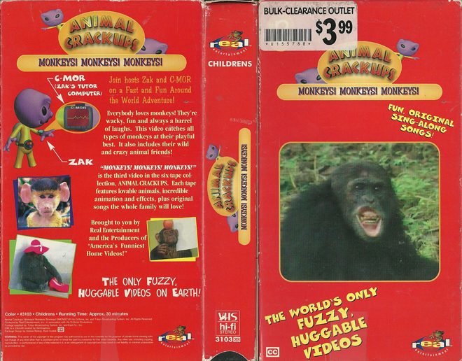 ANIMAL CRACKERS : MONKEYS! MONKEYS! MONKEYS! VHS COVER