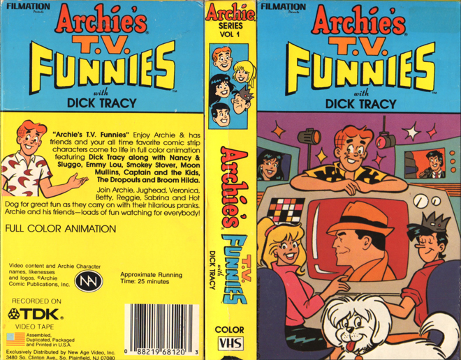 ARCHIES TV FUNNIES WITH DICK TRACY, ACTION VHS COVER, HORROR VHS COVER, BLAXPLOITATION VHS COVER, HORROR VHS COVER, ACTION EXPLOITATION VHS COVER, SCI-FI VHS COVER, MUSIC VHS COVER, SEX COMEDY VHS COVER, DRAMA VHS COVER, SEXPLOITATION VHS COVER, BIG BOX VHS COVER, CLAMSHELL VHS COVER, VHS COVER, VHS COVERS, DVD COVER, DVD COVERS