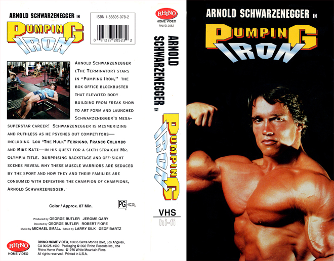 ARNOLD SCHWARZENEGGER IN PUMPING IRON RHINO HOME VIDEO - SUBMITTED BY PAUL TOMLINSON 