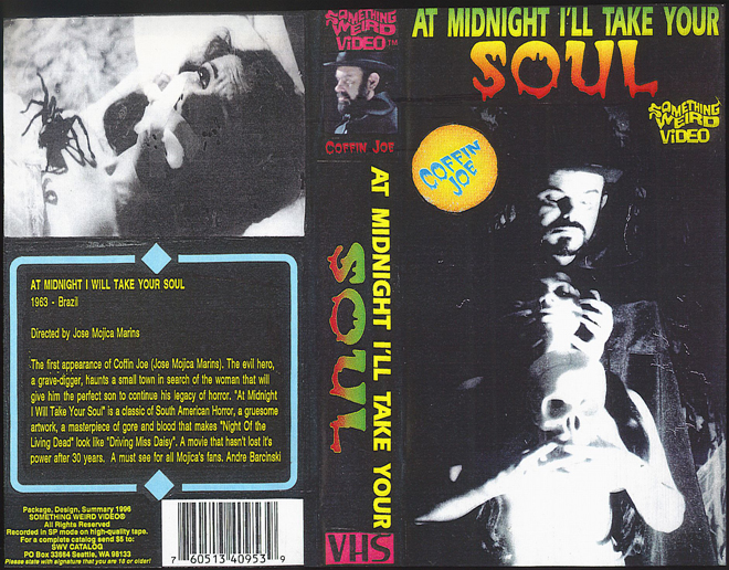 AT MIDNIGHT ILL TAKE YOUR SOUL COFFIN JOE SOMETHING WEIRD VIDEO VHS COVER