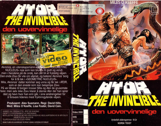 ATOR THE INVINCIBLE, ACTION VHS COVER, HORROR VHS COVER, BLAXPLOITATION VHS COVER, HORROR VHS COVER, ACTION EXPLOITATION VHS COVER, SCI-FI VHS COVER, MUSIC VHS COVER, SEX COMEDY VHS COVER, DRAMA VHS COVER, SEXPLOITATION VHS COVER, BIG BOX VHS COVER, CLAMSHELL VHS COVER, VHS COVER, VHS COVERS, DVD COVER, DVD COVERS