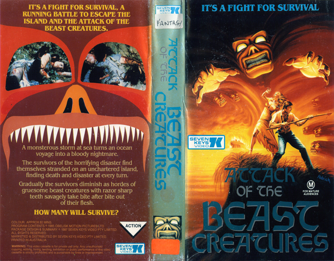 ATTACK OF THE BEAST CREATURES, BIG BOX, HORROR, ACTION EXPLOITATION, ACTION, HORROR, SCI-FI, MUSIC, THRILLER, SEX COMEDY,  DRAMA, SEXPLOITATION, VHS COVER, VHS COVERS