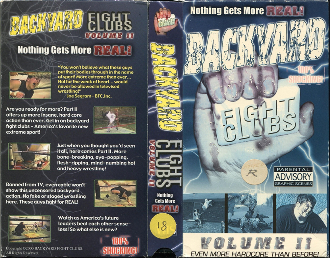 BACKYARD FIGHT CLUBS VOLUME 2, ACTION VHS COVER, HORROR VHS COVER, BLAXPLOITATION VHS COVER, HORROR VHS COVER, ACTION EXPLOITATION VHS COVER, SCI-FI VHS COVER, MUSIC VHS COVER, SEX COMEDY VHS COVER, DRAMA VHS COVER, SEXPLOITATION VHS COVER, BIG BOX VHS COVER, CLAMSHELL VHS COVER, VHS COVER, VHS COVERS, DVD COVER, DVD COVERS