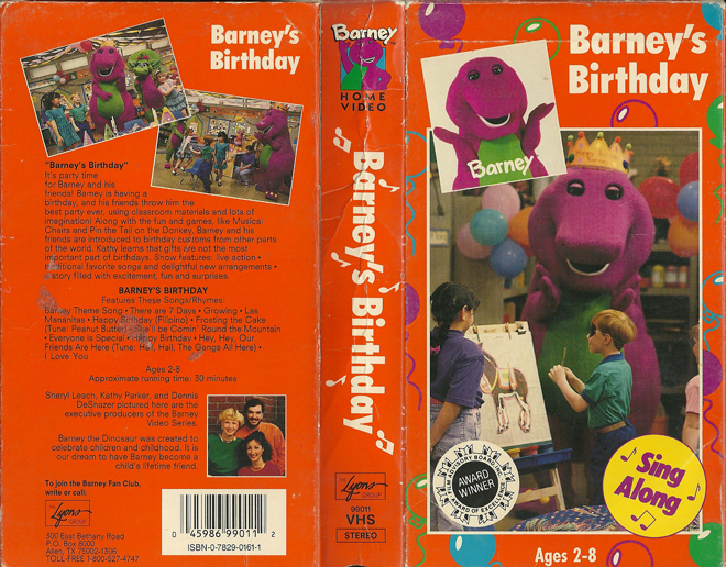 BARNEY'S BIRTHDAY SING ALONG VHS COVER