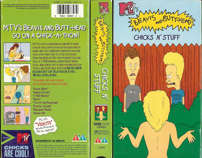 BEAVIS AND BUTTHEAD CHICKS N STUFF VHS, ACTION VHS COVER, HORROR VHS COVER, BLAXPLOITATION VHS COVER, HORROR VHS COVER, ACTION EXPLOITATION VHS COVER, SCI-FI VHS COVER, MUSIC VHS COVER, SEX COMEDY VHS COVER, DRAMA VHS COVER, SEXPLOITATION VHS COVER, BIG BOX VHS COVER, CLAMSHELL VHS COVER, VHS COVER, VHS COVERS, DVD COVER, DVD COVERS