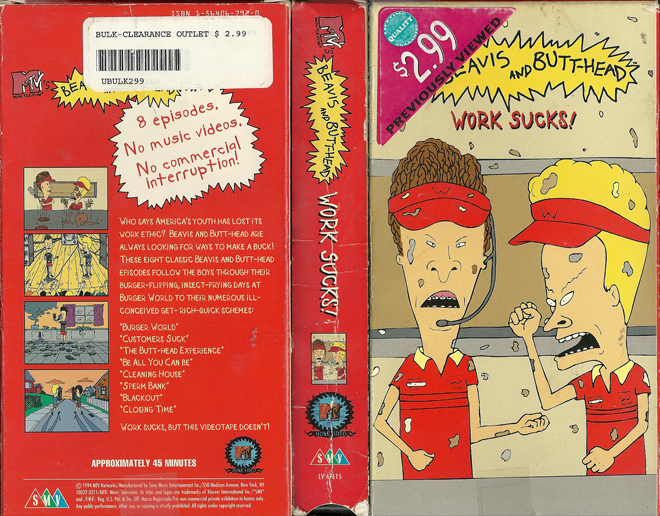 BEAVIS AND BUTTHEAD : WORK SUCKS VHS COVER