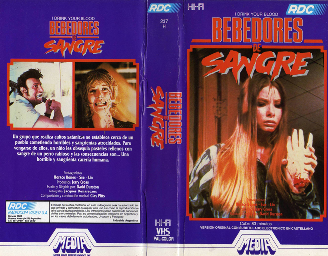 BEBEDORES DE SANGRE - I DRINK YOUR BLOOD VHS COVER, VHS COVERS