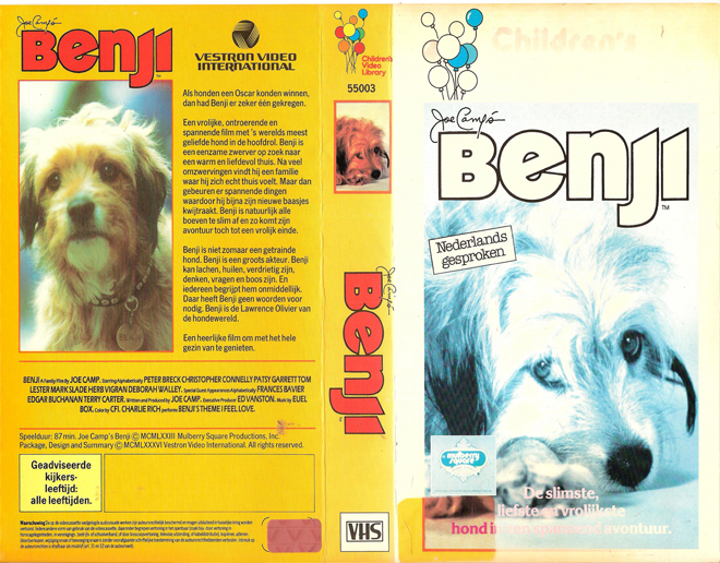 BENJI VESTRON VHS COVER