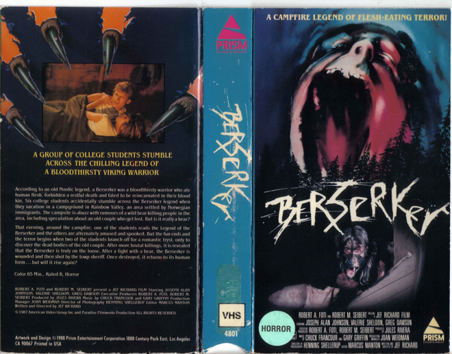 BERSERKER VHS COVER, VHS COVERS