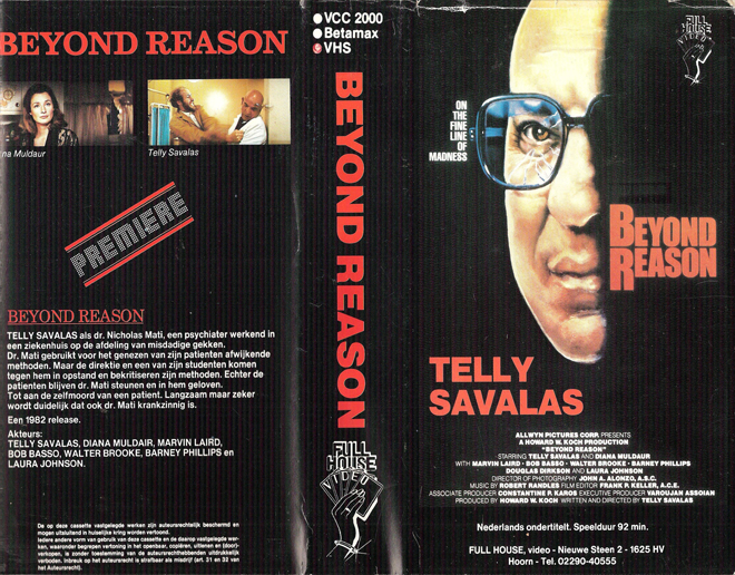 BEYOND REASON, TELLY SAVALAS, SCIFI, HORROR, SCI-FI, ACTION, THRILLER, DRAMA, SEXPLOITATION, VHS COVER, VHS COVERS, DVD COVER, DVD COVERS