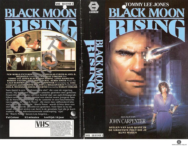 BLACK MOON RISING COVER, ACTION VHS COVER, HORROR VHS COVER, BLAXPLOITATION VHS COVER, HORROR VHS COVER, ACTION EXPLOITATION VHS COVER, SCI-FI VHS COVER, MUSIC VHS COVER, SEX COMEDY VHS COVER, DRAMA VHS COVER, SEXPLOITATION VHS COVER, BIG BOX VHS COVER, CLAMSHELL VHS COVER, VHS COVER, VHS COVERS, DVD COVER, DVD COVERS