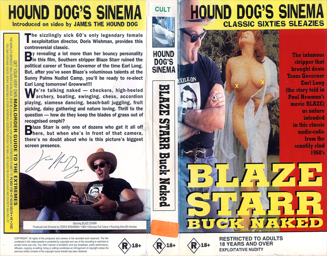BLAZE STARR BUCK NAKED, HOUND DOGS SINEMA CLASSIC SIXTIES SLEAZIES, AUSTRALIAN, HORROR, ACTION EXPLOITATION, ACTION, HORROR, SCI-FI, MUSIC, THRILLER, SEX COMEDY,  DRAMA, SEXPLOITATION, VHS COVER, VHS COVERS, DVD COVER, DVD COVERS