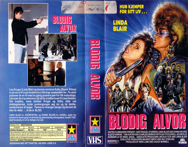 BLODIG ALVOR, HORROR, ACTION EXPLOITATION, ACTION, HORROR, SCI-FI, MUSIC, THRILLER, SEX COMEDY, DRAMA, SEXPLOITATION, BIG BOX, CLAMSHELL, VHS COVER, VHS COVERS, DVD COVER, DVD COVERS