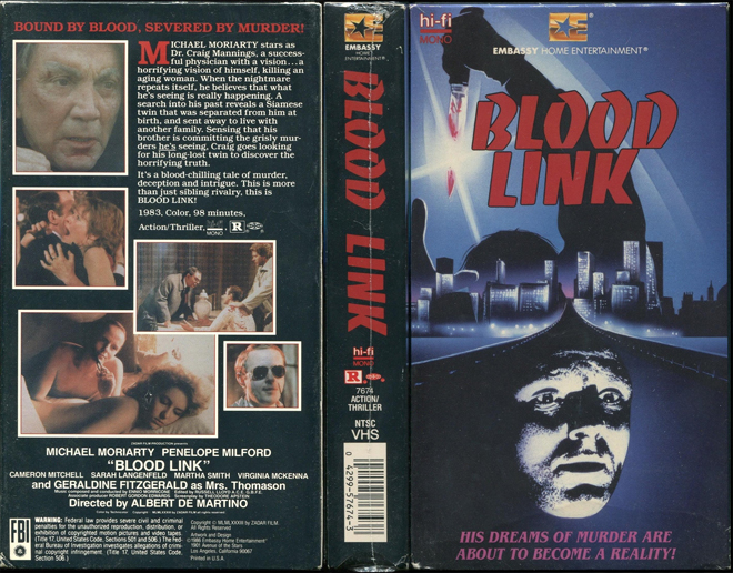 BLOOD LINK, ACTION VHS COVER, HORROR VHS COVER, BLAXPLOITATION VHS COVER, HORROR VHS COVER, ACTION EXPLOITATION VHS COVER, SCI-FI VHS COVER, MUSIC VHS COVER, SEX COMEDY VHS COVER, DRAMA VHS COVER, SEXPLOITATION VHS COVER, BIG BOX VHS COVER, CLAMSHELL VHS COVER, VHS COVER, VHS COVERS, DVD COVER, DVD COVERS
