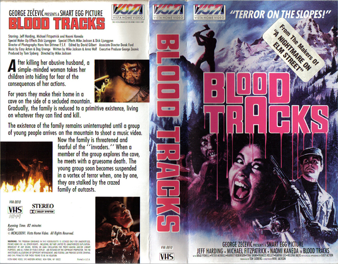 BLOOD TRACKS SMRAT EGG PICTURE VHS COVER
