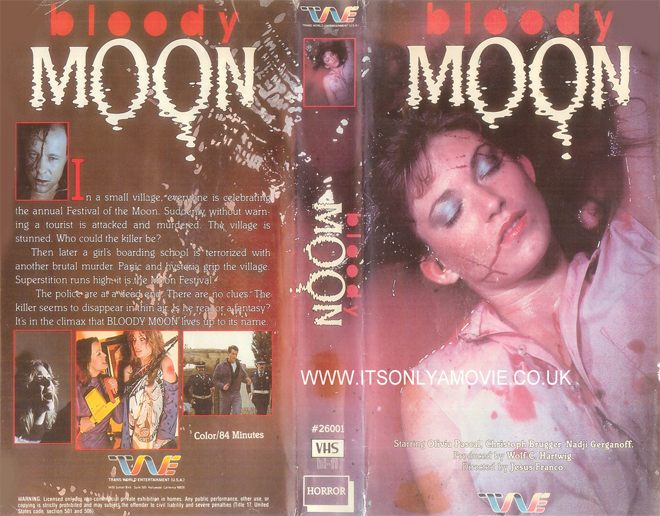BLOODY MOON TRANS WORLD ENTERTAINMENT VHS COVER