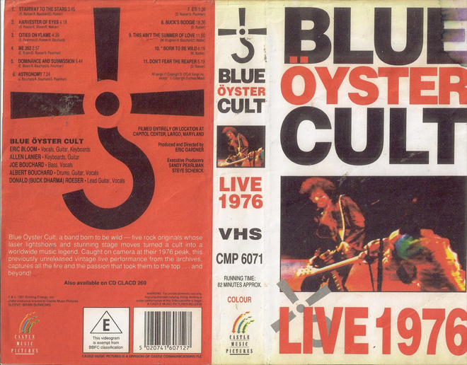 BLUE OYSTER CULT LIVE 1976 VHS COVER