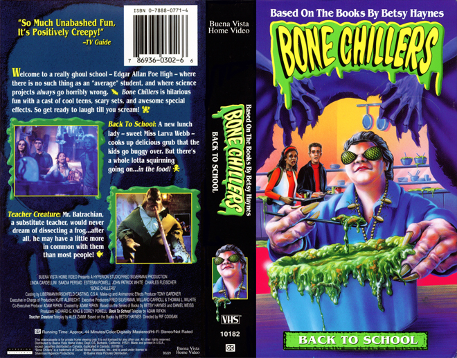BONE CHILLERS : BACK TO SCHOOL GOOSEBUMPS VHS COVER, VHS COVERS