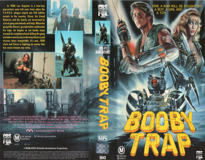 BOOBY TRAP 1998, ACTION VHS COVER, HORROR VHS COVER, BLAXPLOITATION VHS COVER, HORROR VHS COVER, ACTION EXPLOITATION VHS COVER, SCI-FI VHS COVER, MUSIC VHS COVER, SEX COMEDY VHS COVER, DRAMA VHS COVER, SEXPLOITATION VHS COVER, BIG BOX VHS COVER, CLAMSHELL VHS COVER, VHS COVER, VHS COVERS, DVD COVER, DVD COVERS