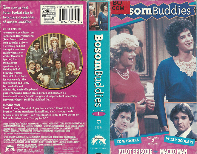 BOSOM BUDDIES VOLUME 1 : PILOT EPISODE TOM HANKS MANCHO MAN VHS COVER