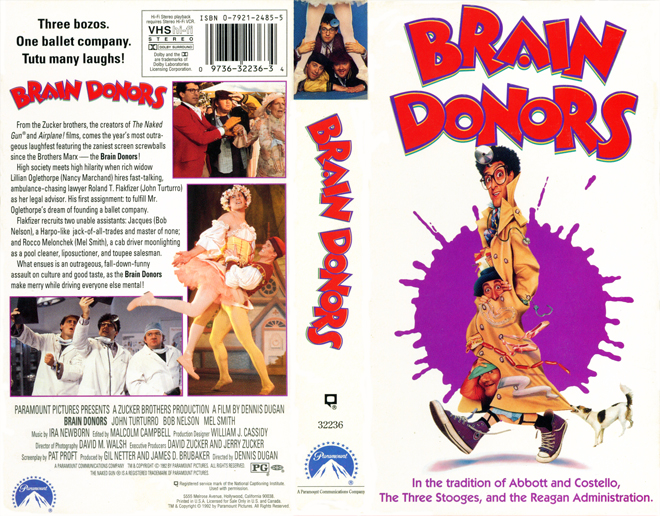 BRAIN DONORS COMEDY, VHS COVERS, VHS COVER