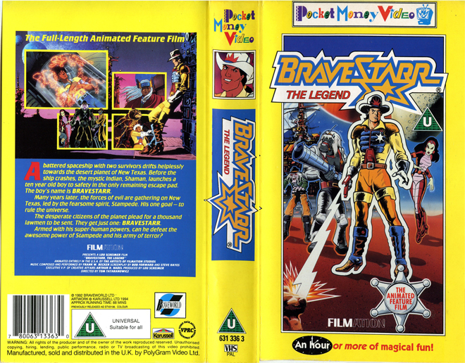 BRAVESTARR THE LEGEND THE ANIMATED FEATURE FILM, VHS COVERS, VHS COVER 