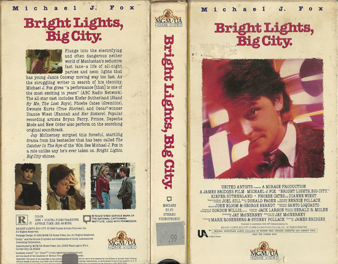 BRIGHT LIGHTS BIG CITY MICHAEL J FOX VHS COVER