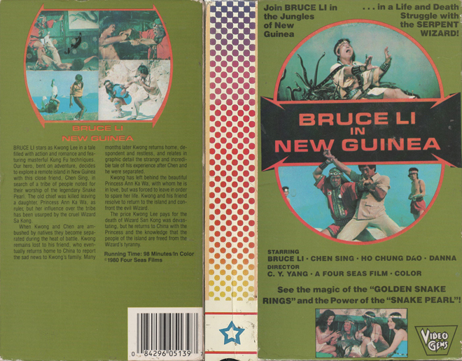 BRUCE LI IN NEW GUINEA VHS COVER, VHS COVERS